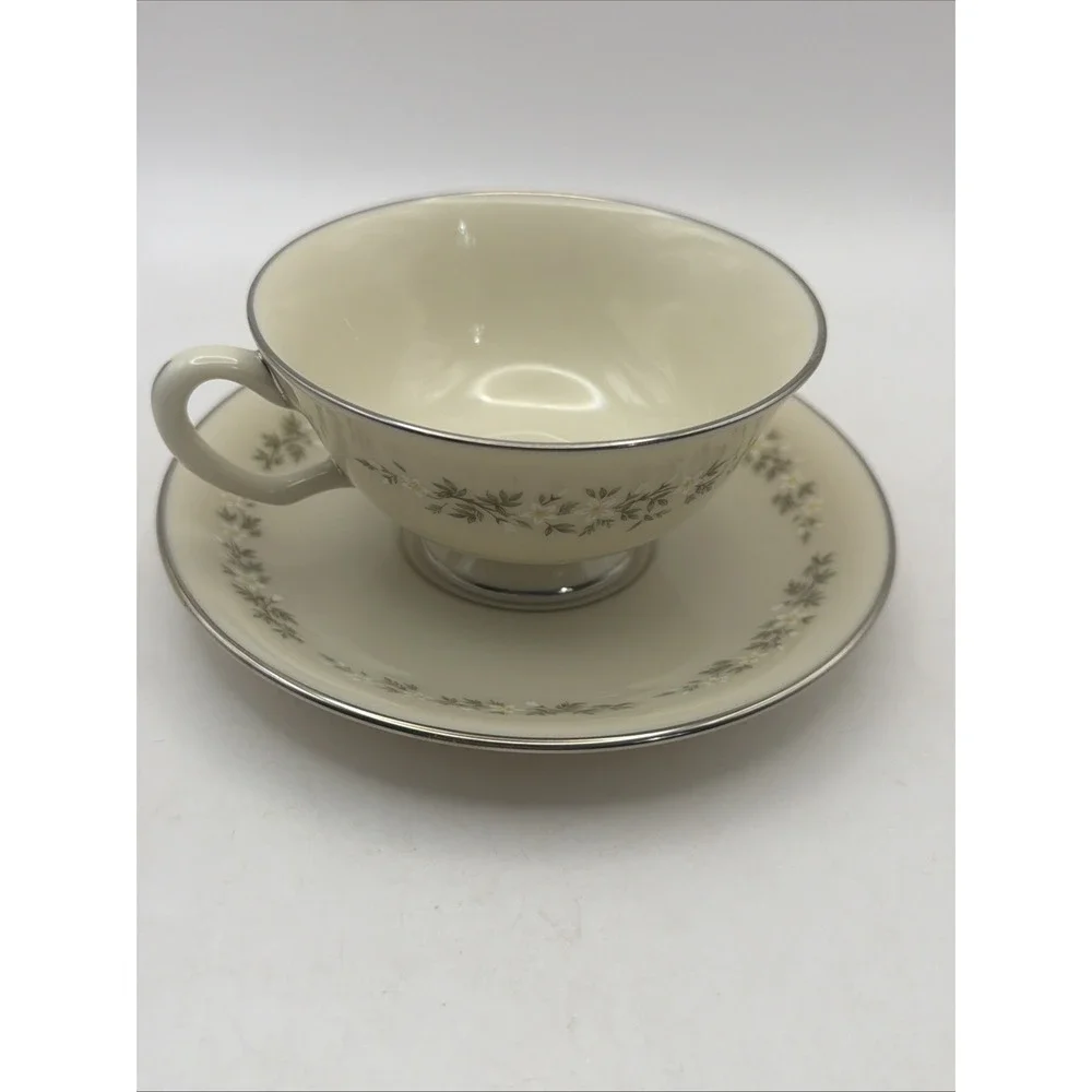 Lenox Platinum Brookdale Cup And Saucer Cream Floral Replacement